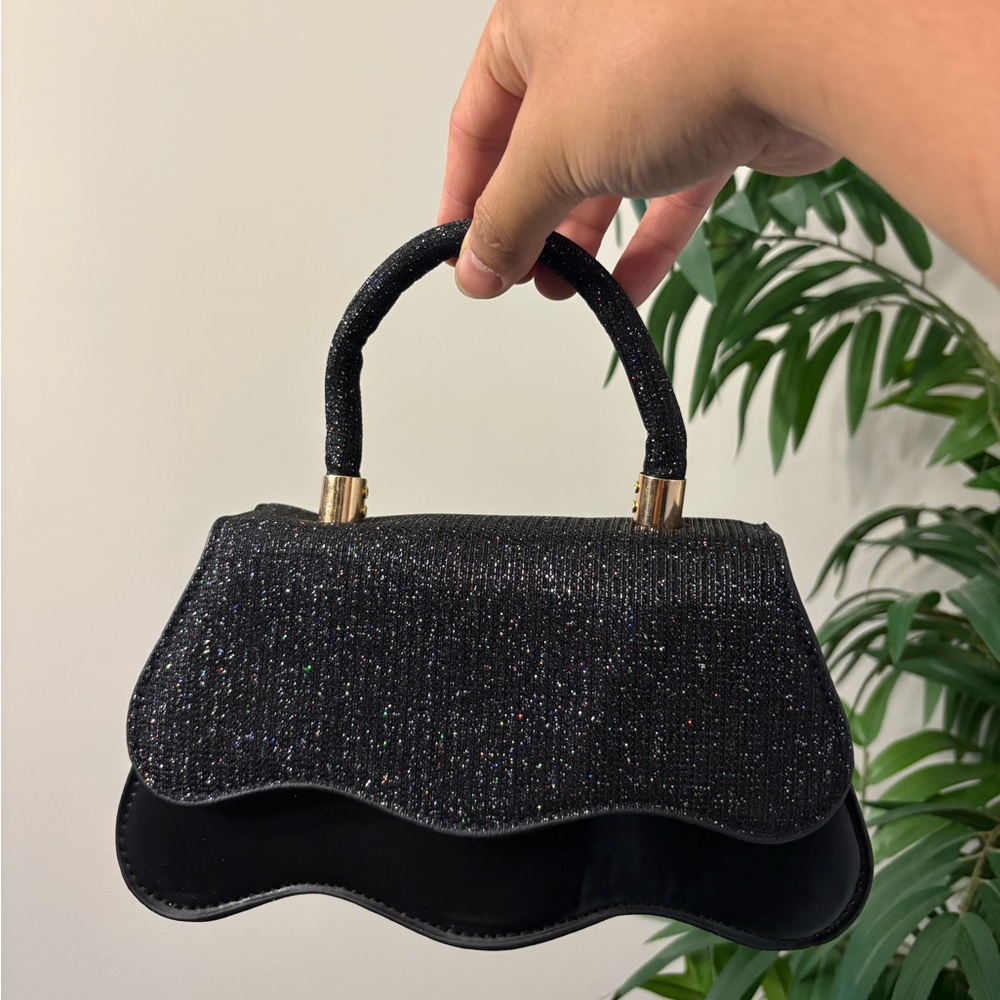 Elegant Black Glitter Handbag
